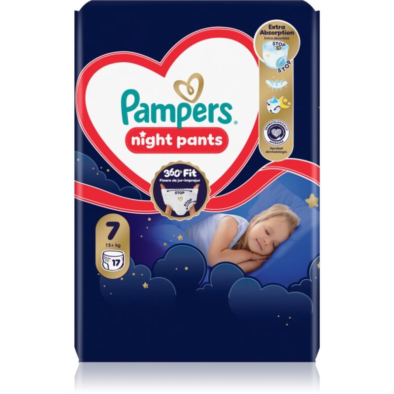 Pampers Night Pants Size 7 disposable nappy pants night 15+ kg 17 pc