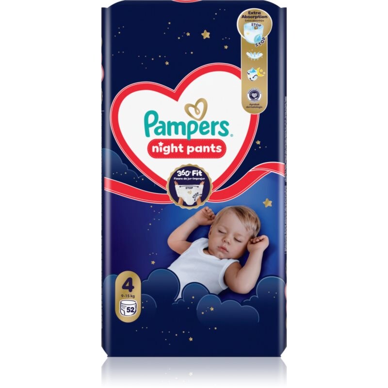 Pampers Night Pants Size 4 disposable nappy pants night 9-15 kg 52 pc