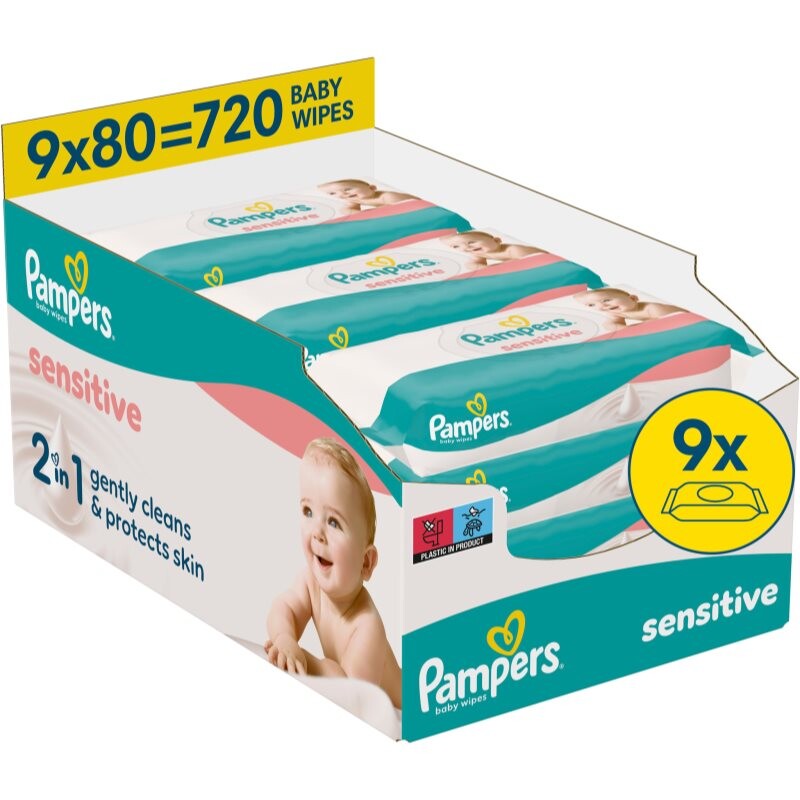 Pampers Sensitive Baby Wipes wet cleansing wipes for children 9x80 pc