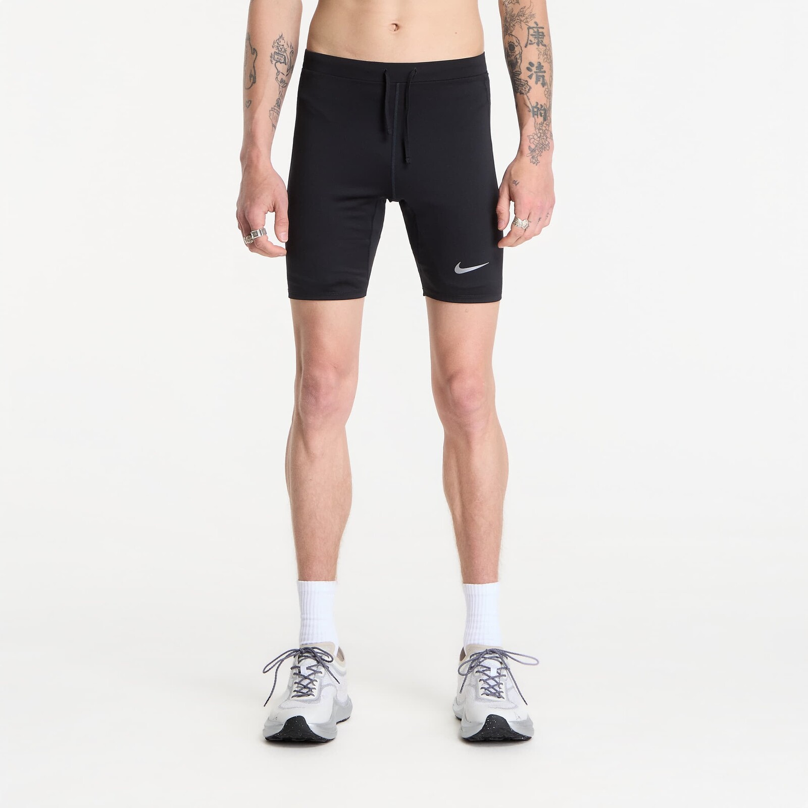 Nike Fast Men's Dri-FIT Brief-Lined Running 1/2-Length Tights Black/ Reflective Silv XL