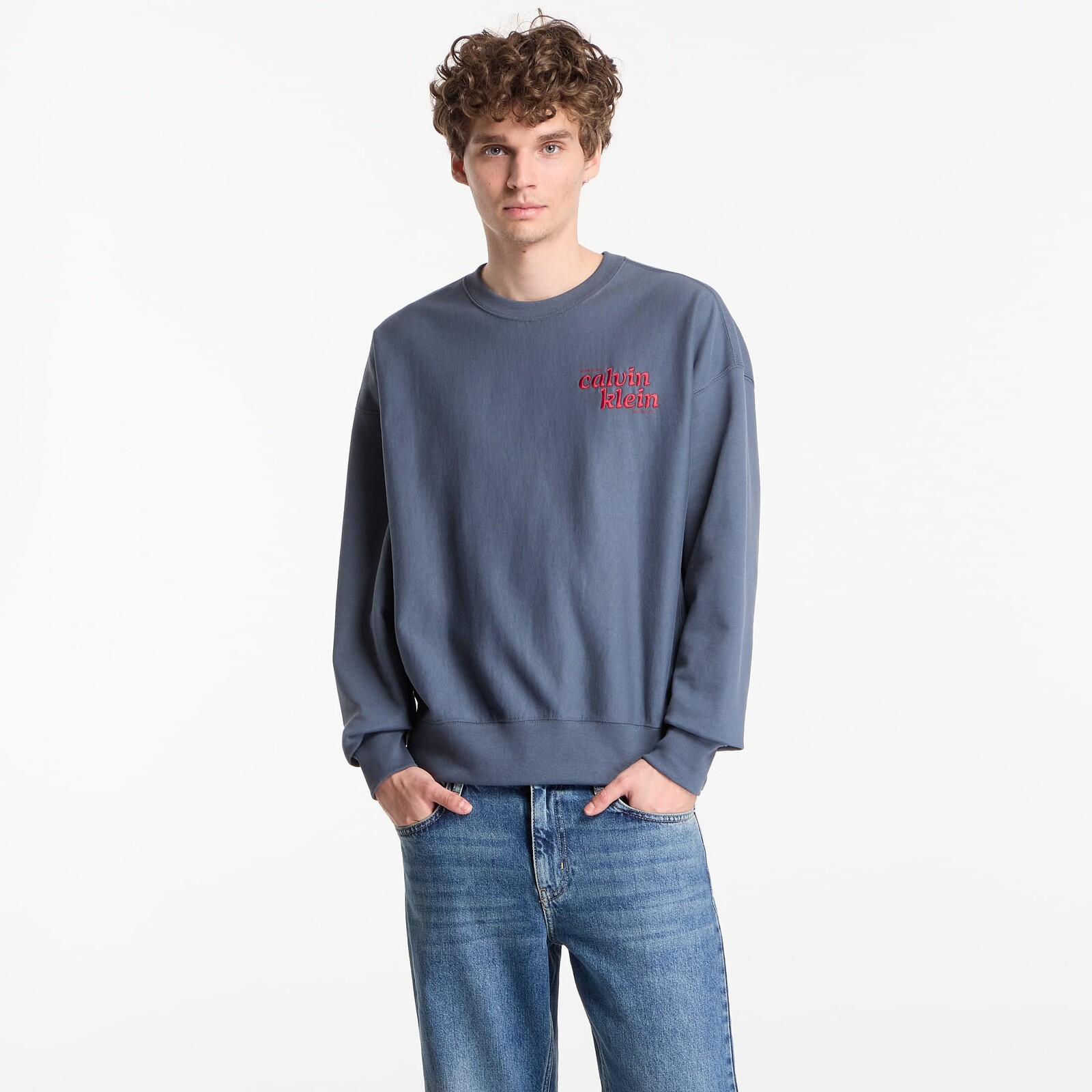 Sweatshirt Calvin Klein Jeans Ls Premium Terry Graphic Crewneck Dark Slate XL