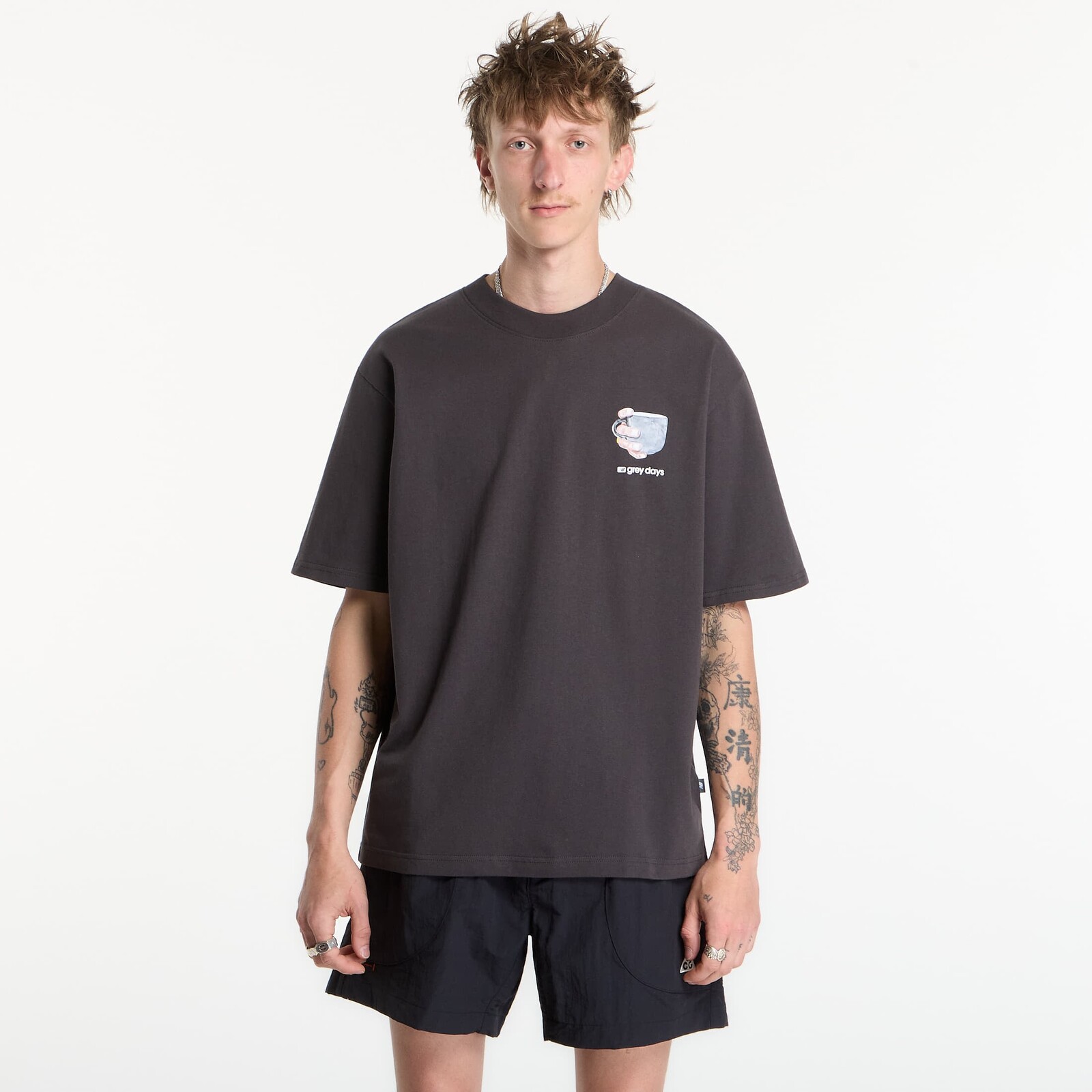 T-shirt New Balance Grey Days Coffee Oversized T-Shirt Black Cement S
