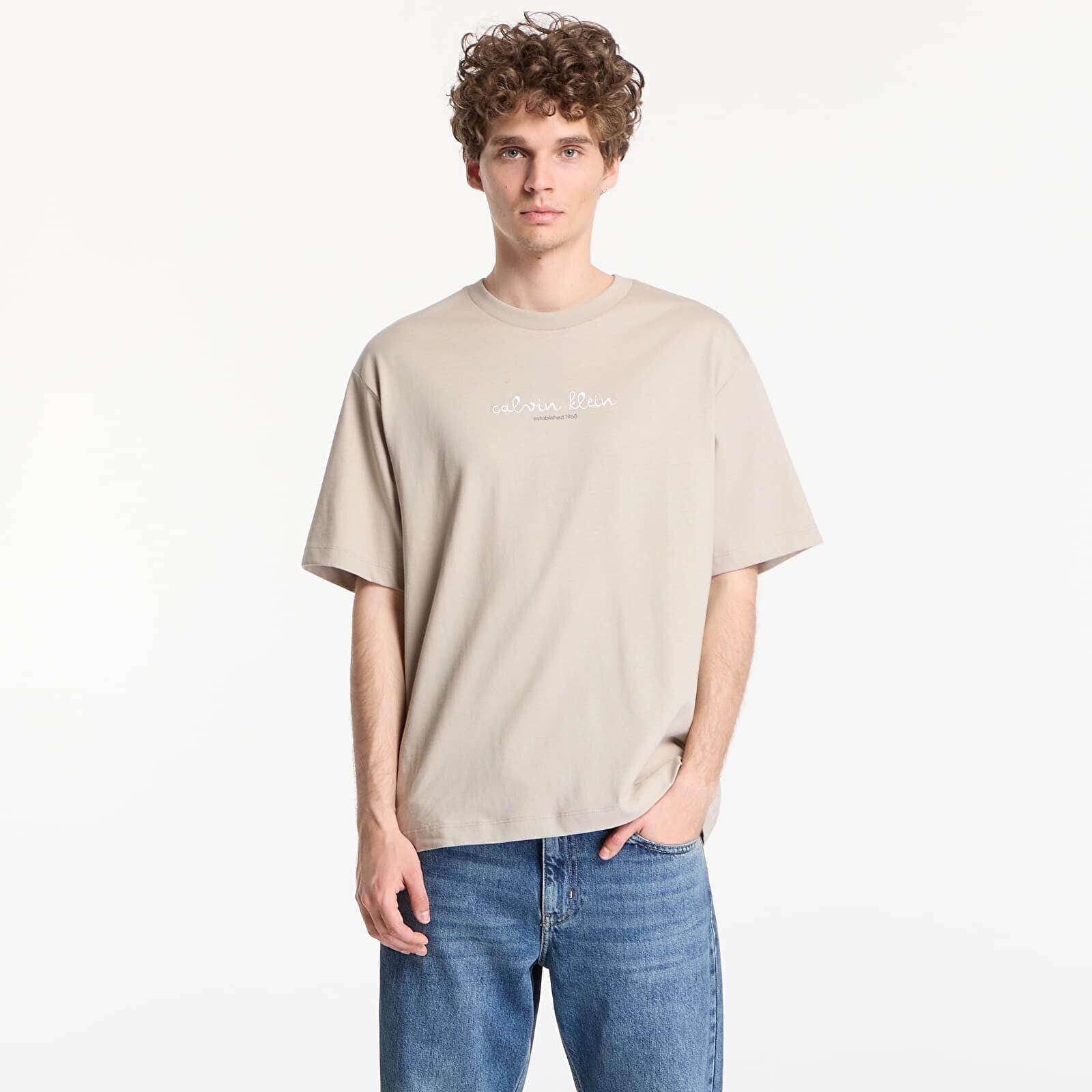 T-shirt Calvin Klein Jeans Ss 16S Ck Trvl Lines Graphic Tee Plaza Taupe XL