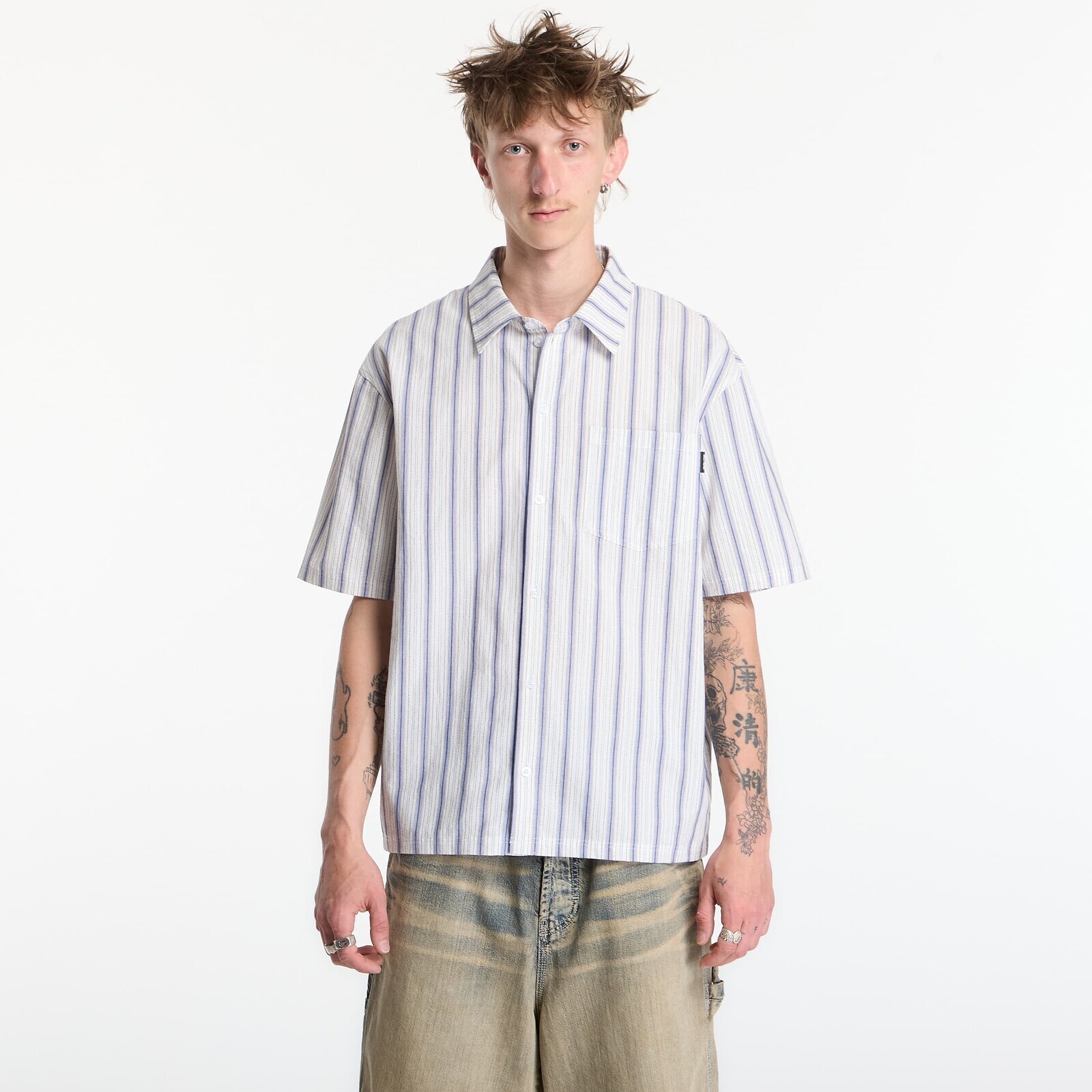 Shirt Daily Paper Dp Blocked Ss Shirt Blue Wing Teal M