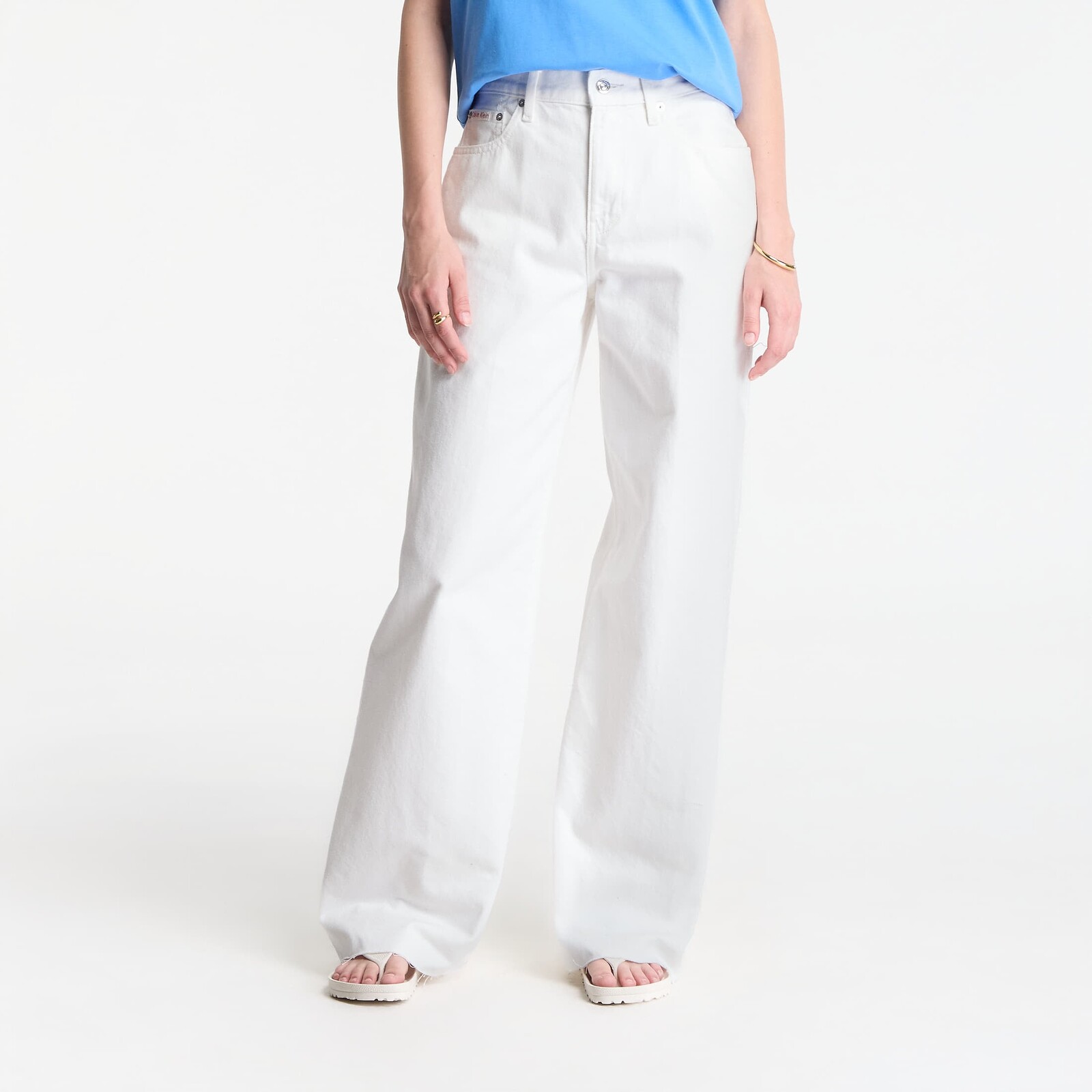 Jeans Calvin Klein Jeans The Wide Leg Raw Hem Chalk White 29
