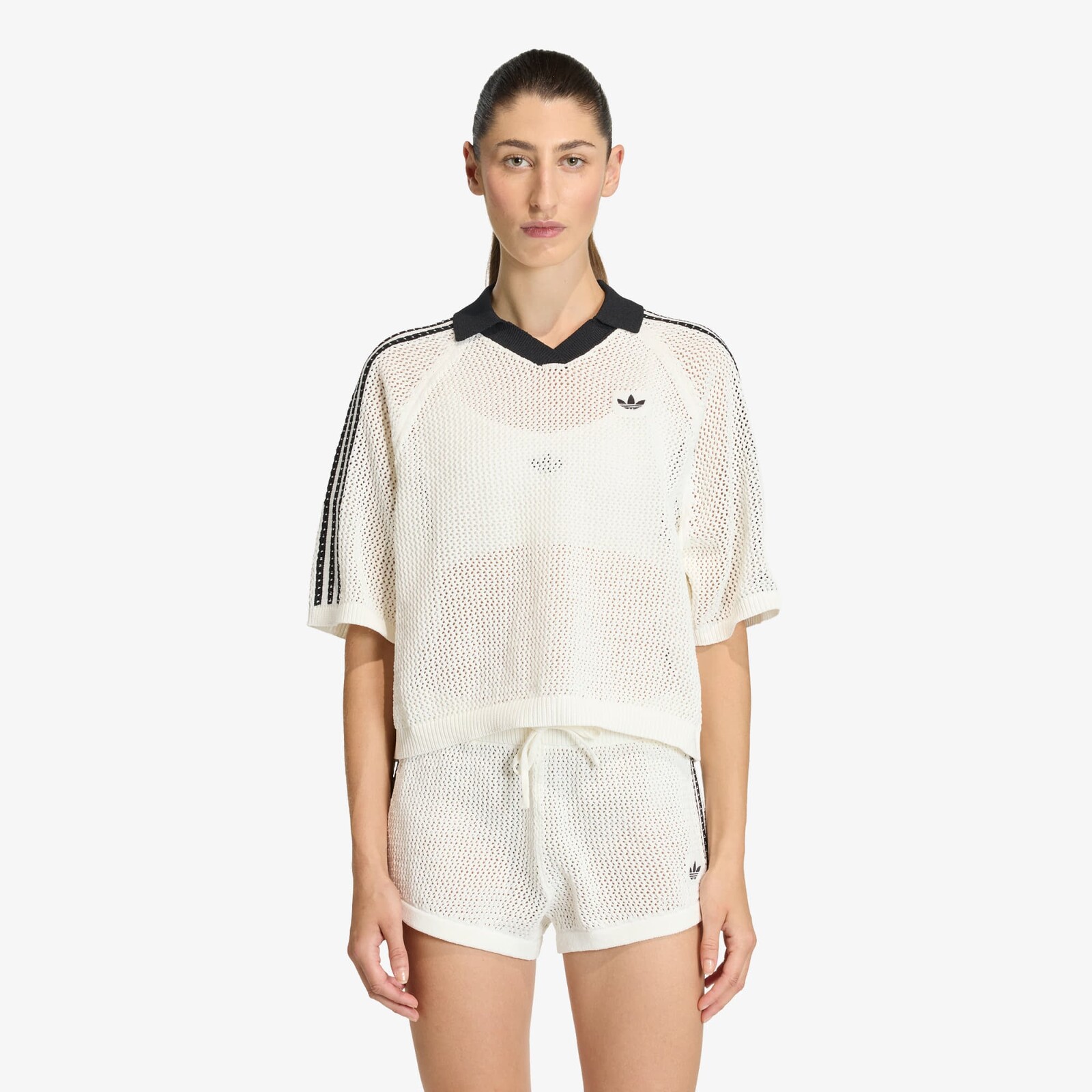 T-shirt adidas Knitted Crochet Polo Off White M