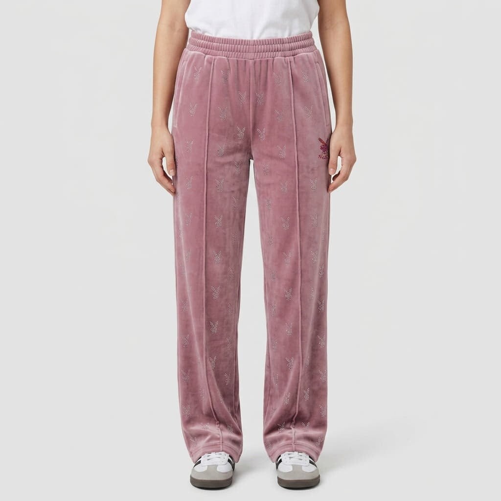 Pants Playboy x FTSHP Girls Velvet Sweatpants Pink XS