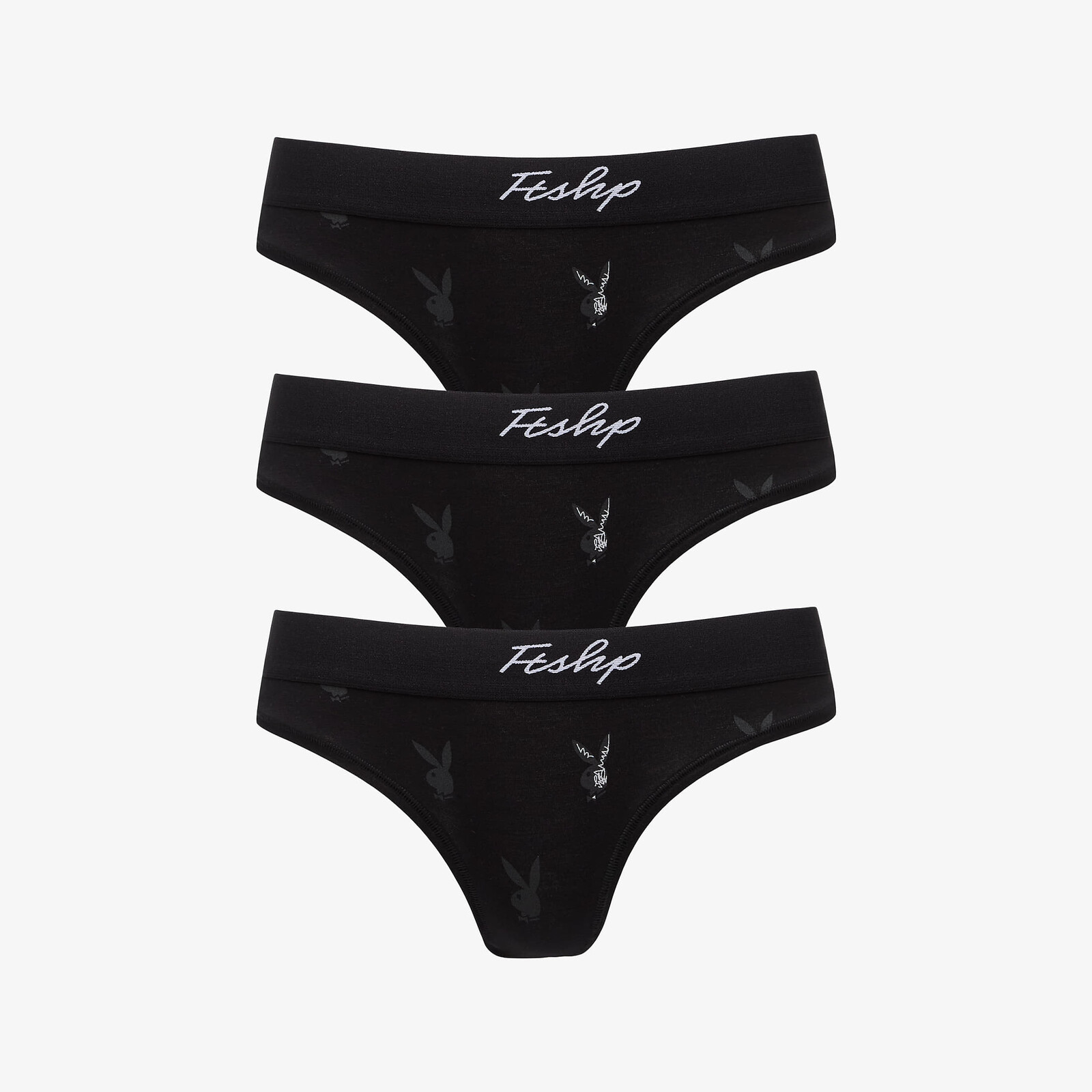 Playboy x FTSHP Underwear Womans Brief 3 Pack Black L