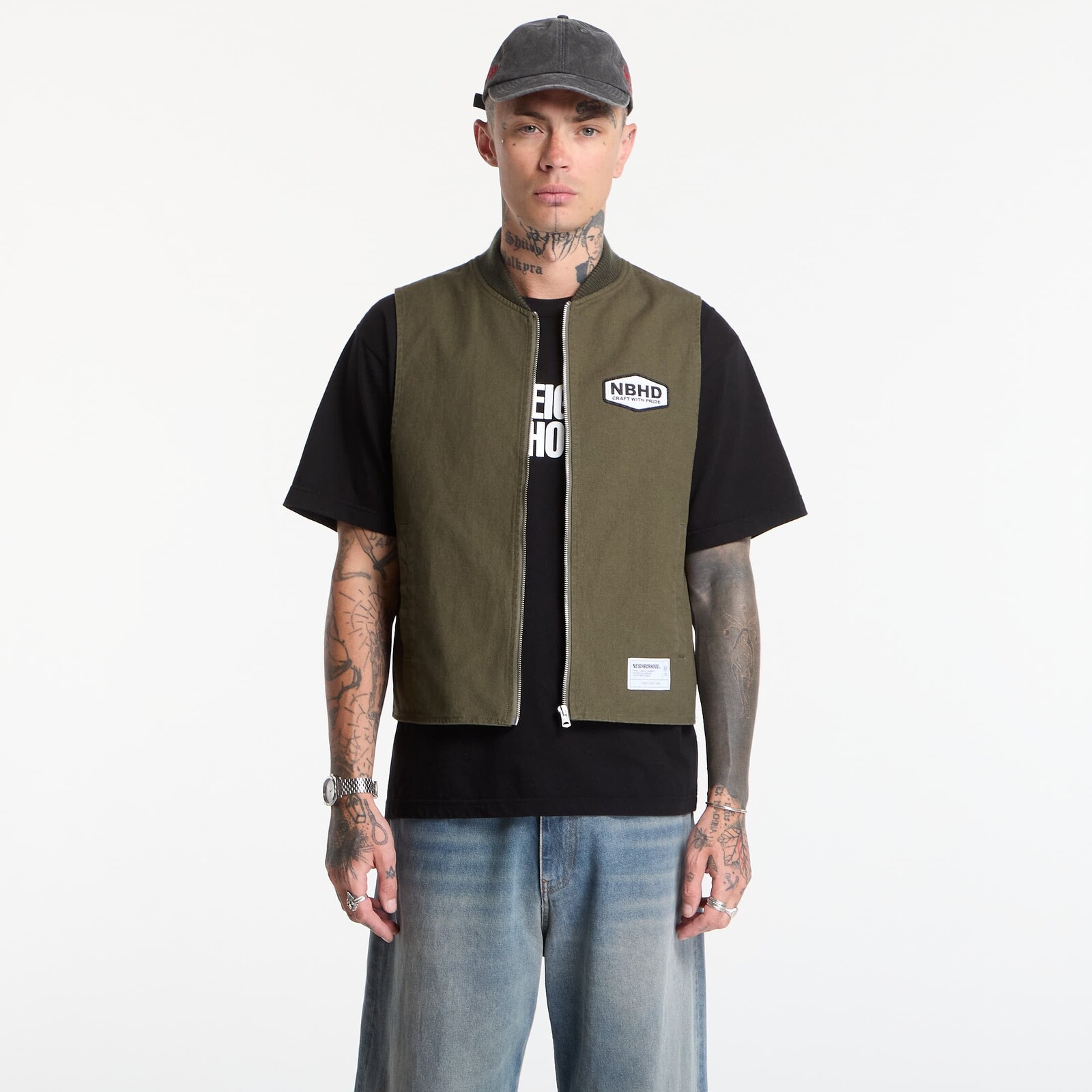 NEIGHBORHOOD Zip Work Vest Olive Drab L
