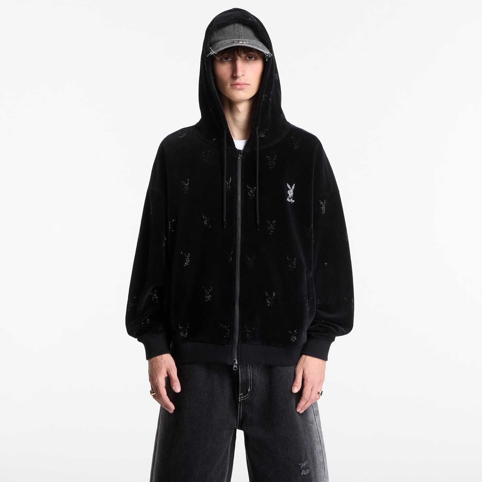 Sweatshirt Playboy x FTSHP Velvet Hoodie Black XS