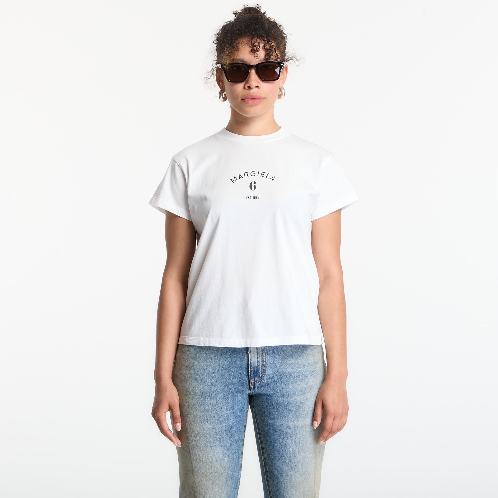 T-shirt MM6 Signature Jersey T-Shirt Off White M