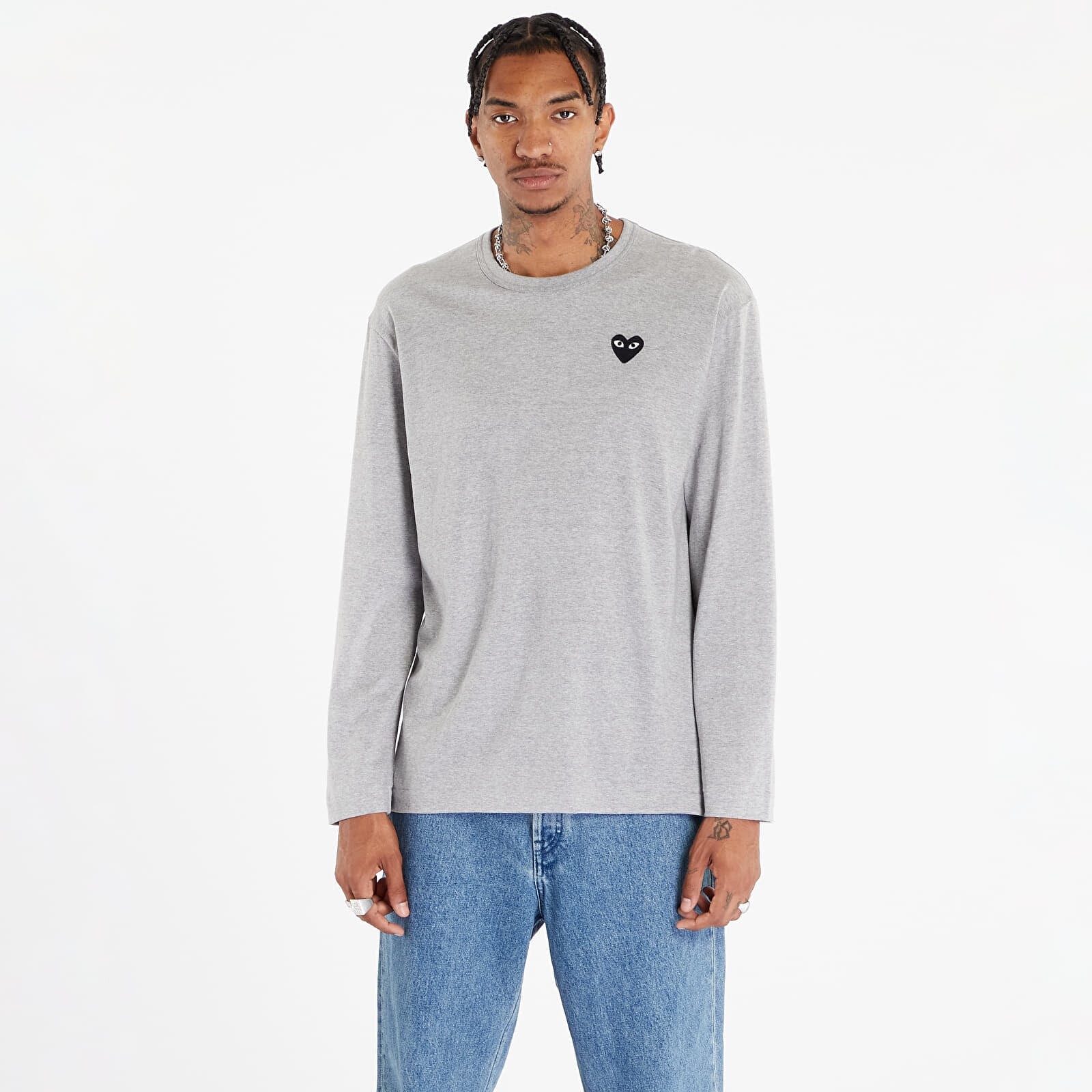 T-shirt Comme des Garçons PLAY Heart Logo Long Sleeve Tee UNISEX Gray XS