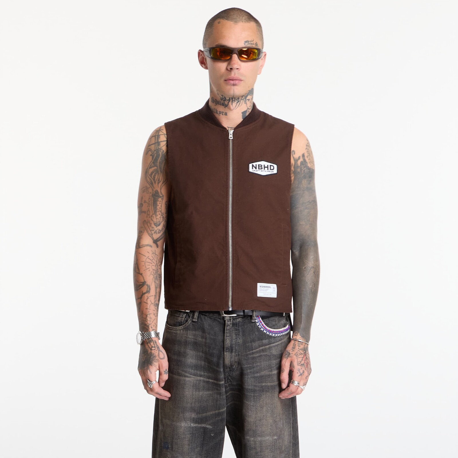 NEIGHBORHOOD Zip Work Vest Brown L