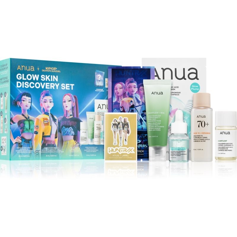 Anua K-Pop Demon Hunters Glow Skin Discovery Set gift set with a brightening effect