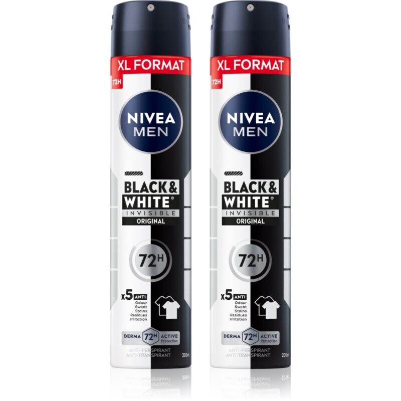 NIVEA MEN Black & White Invisible Original antiperspirant spray economy pack