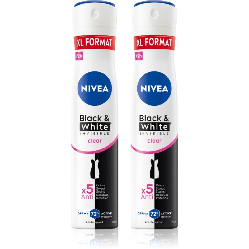 NIVEA Black & White Invisible Clear antiperspirant spray economy pack