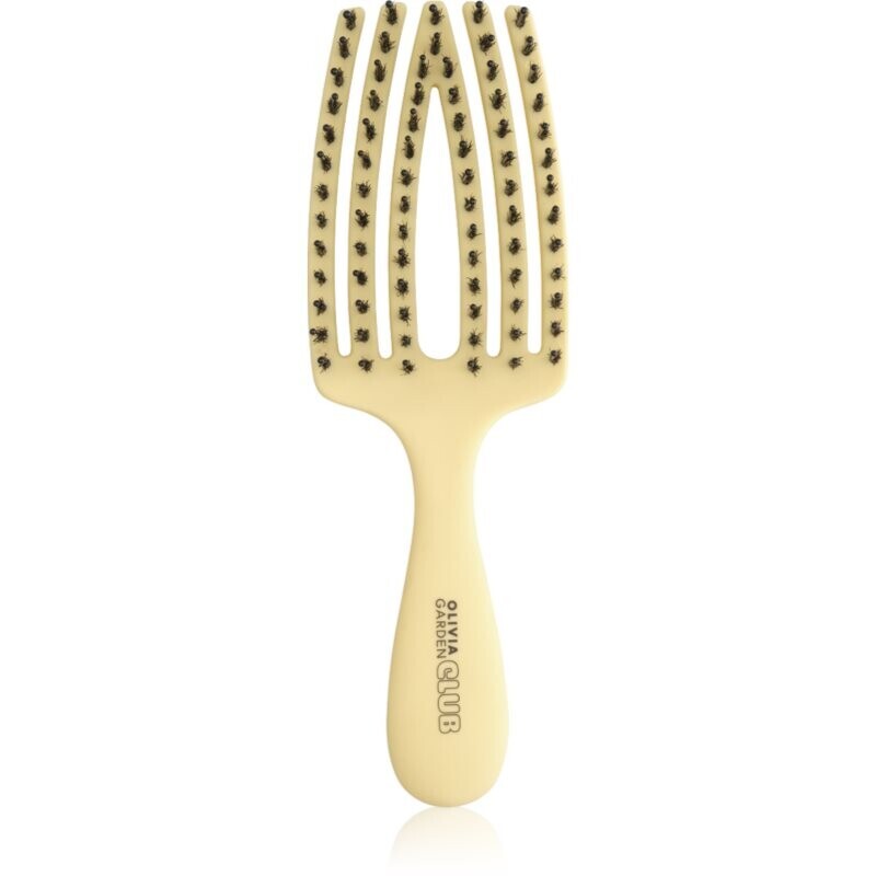 Olivia Garden Club The Nomad Detangling&Shine Fingerbrush​ flat brush for hair Yellow 1 pc
