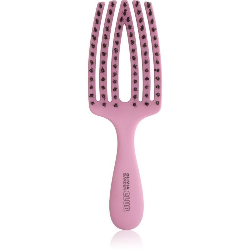 Olivia Garden Club The Nomad Detangling&Shine Fingerbrush​ flat brush for hair Pink 1 pc