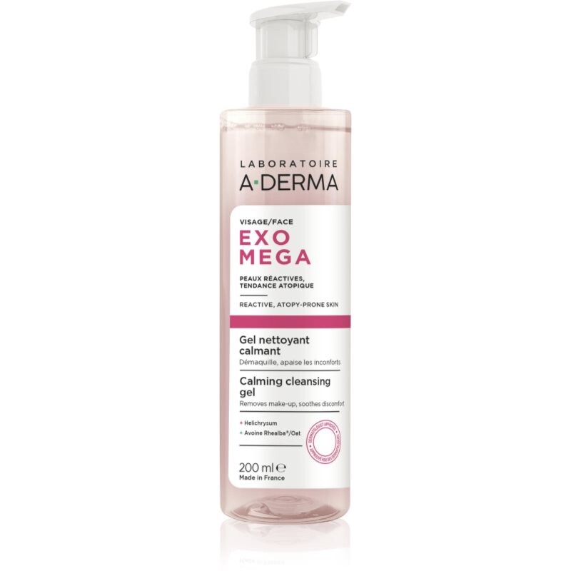 A-Derma Exomega Calming Cleansing Gel gel makeup remover and cleanser with soothing effect 200 ml