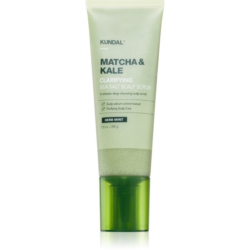 KUNDAL Matcha & Kale Herb Mint cleansing scrub for hair and scalp 200 g
