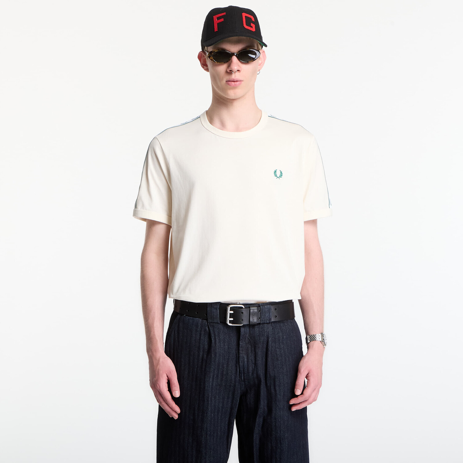 T-shirt Fred Perry Contrast Tape Ringer T-Shirt Ecru M