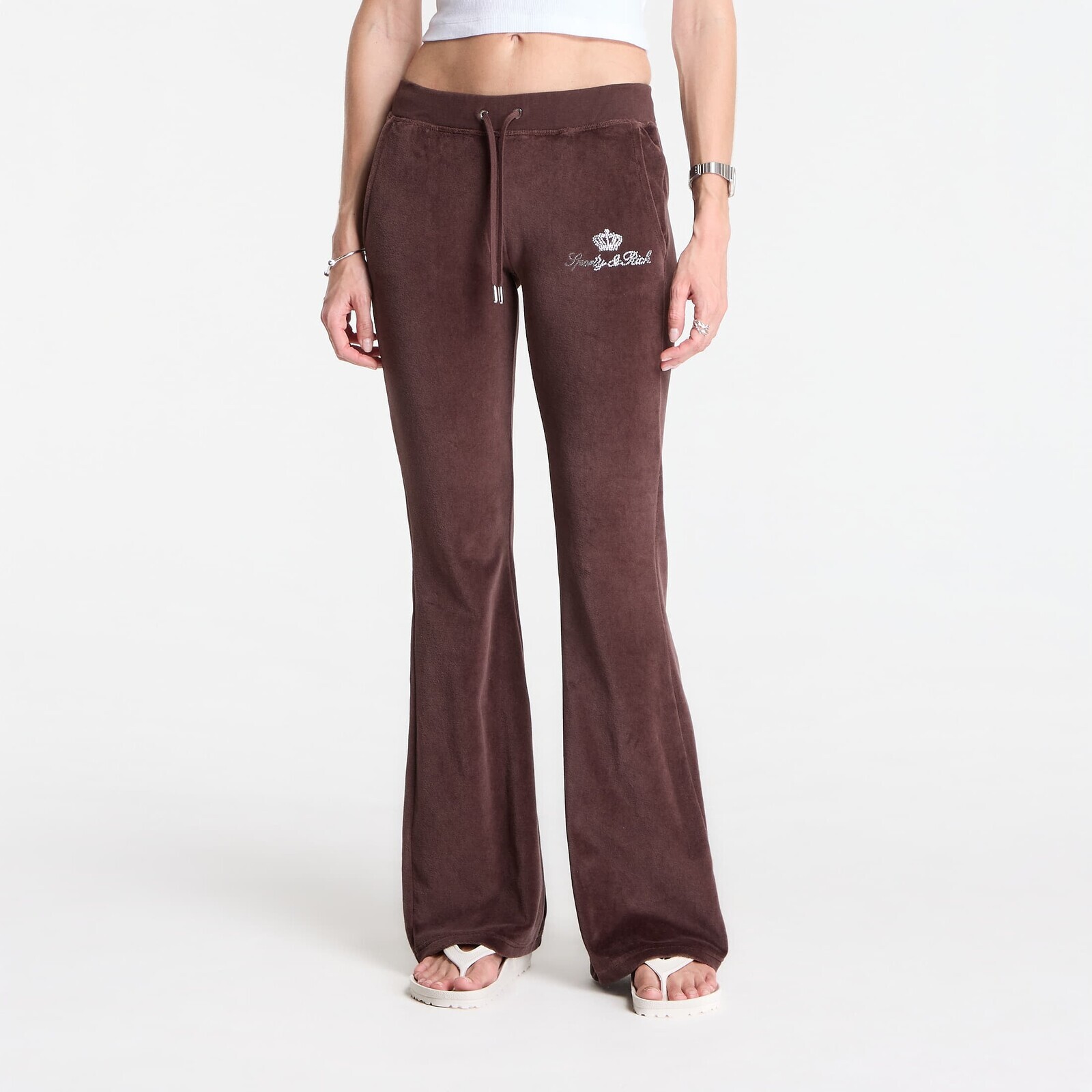 Pants Sporty & Rich Juicy Script Velour Sweatpant Chocolate S
