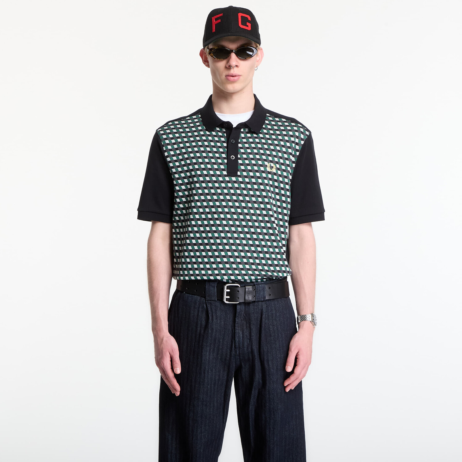 T-shirt Fred Perry Geometric Polo Shirt Black M