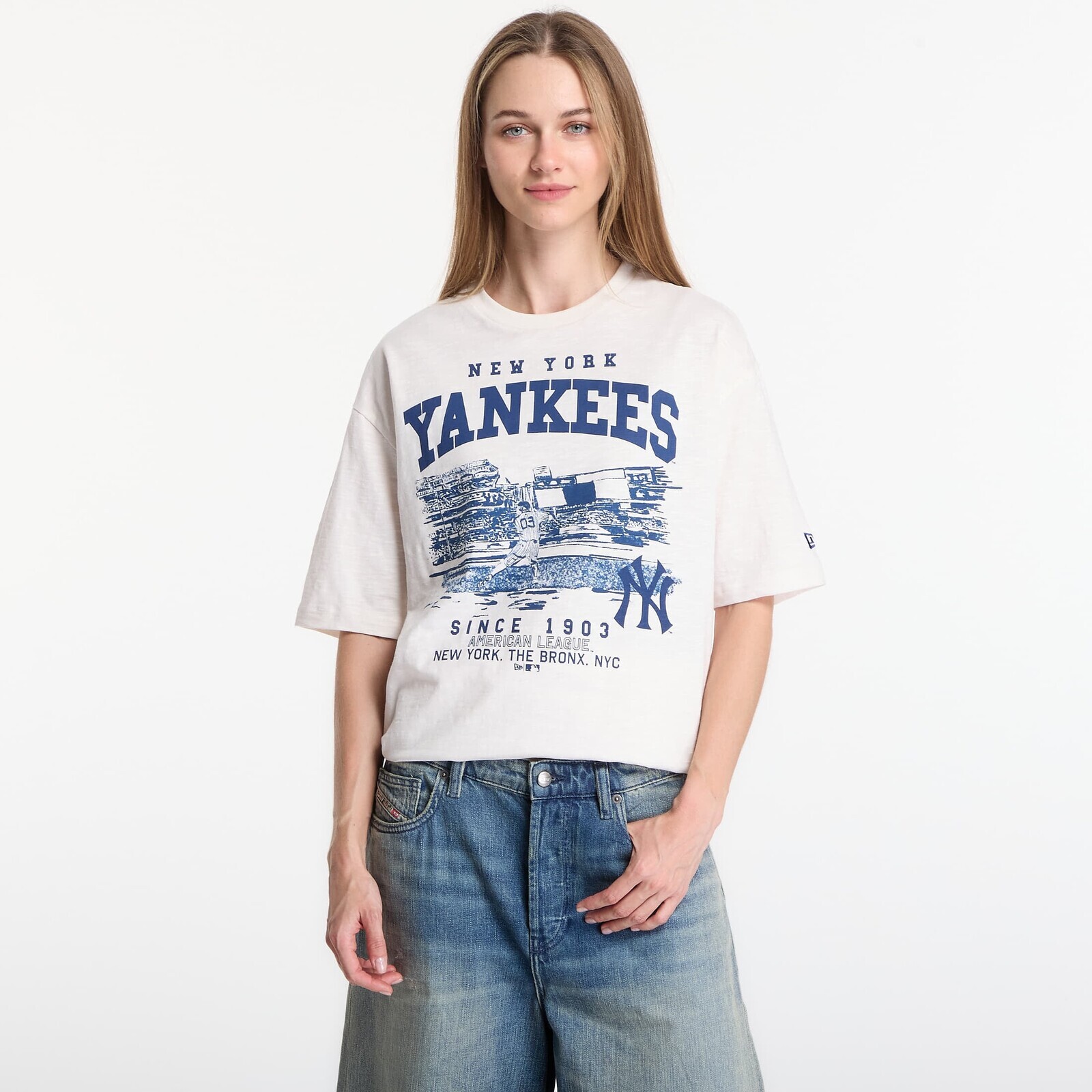 T-shirt New Era MLB Slub Stadium OS Tee New York Yankees UNISEX Off White S