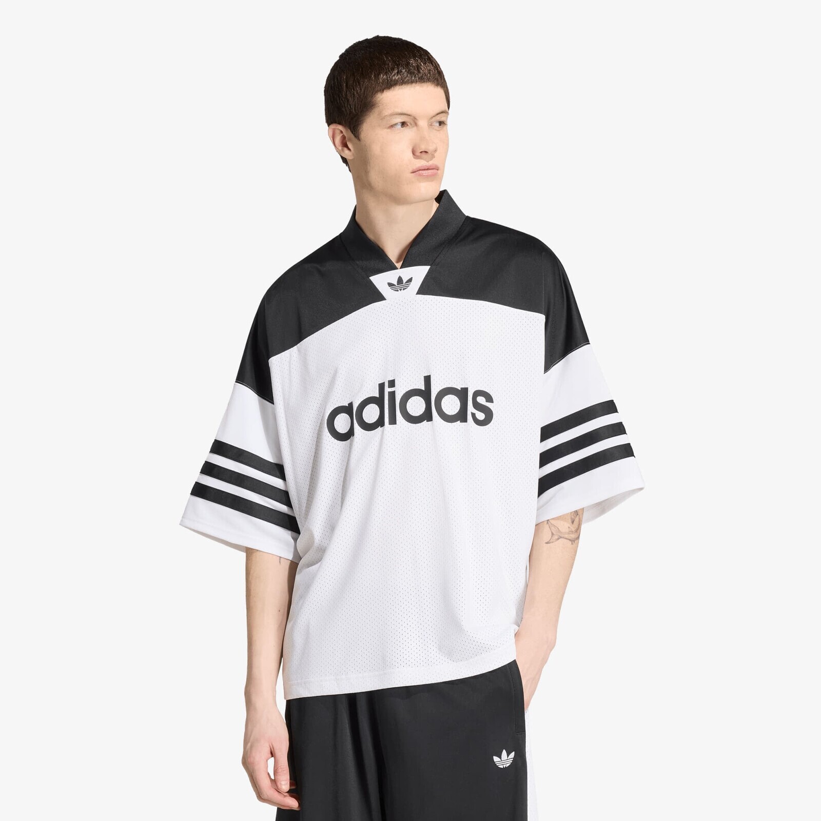 adidas Adicolor Oversized American Football Jersey White/ Black L
