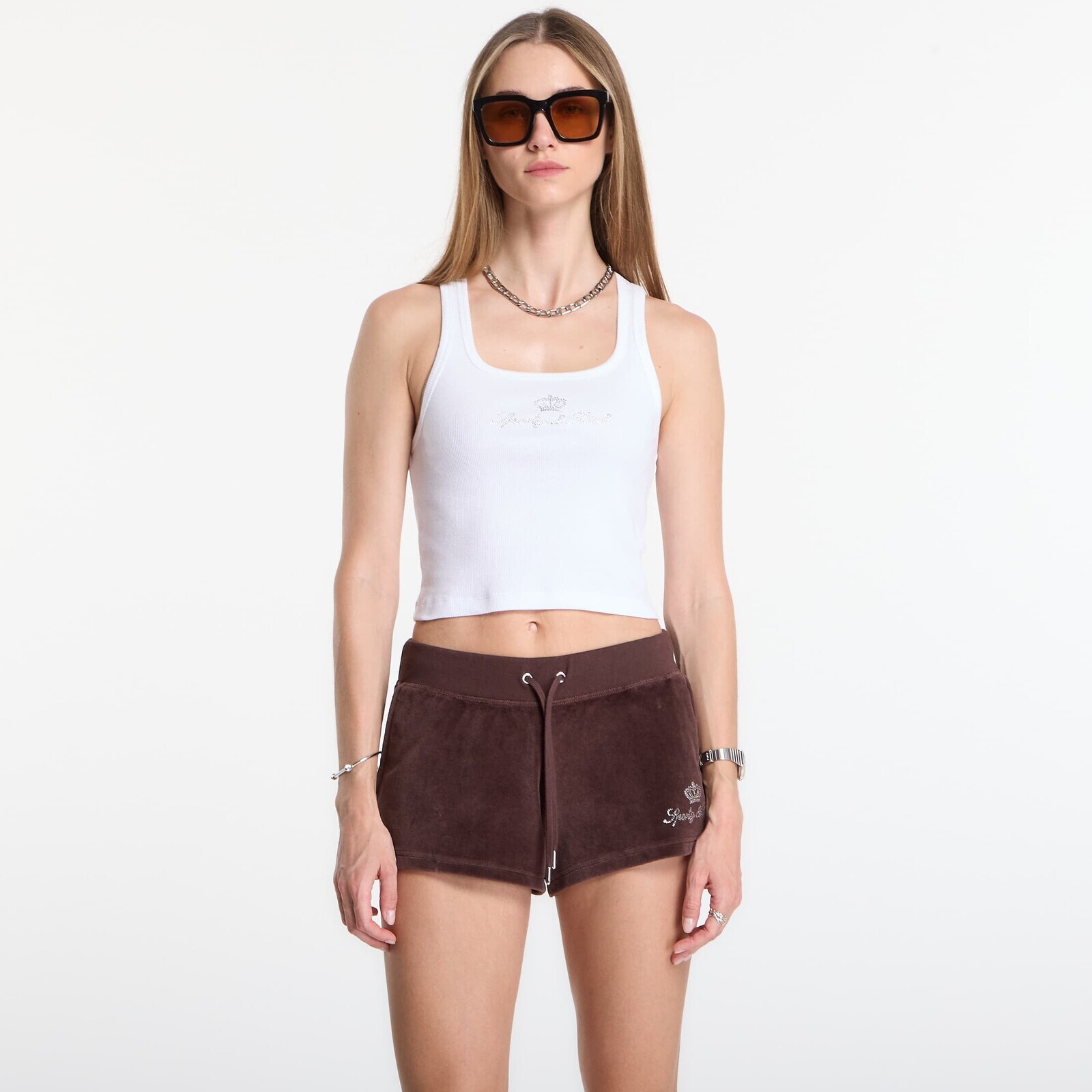 Tank top Sporty & Rich Juicy Crown Ribbed Tank White XS