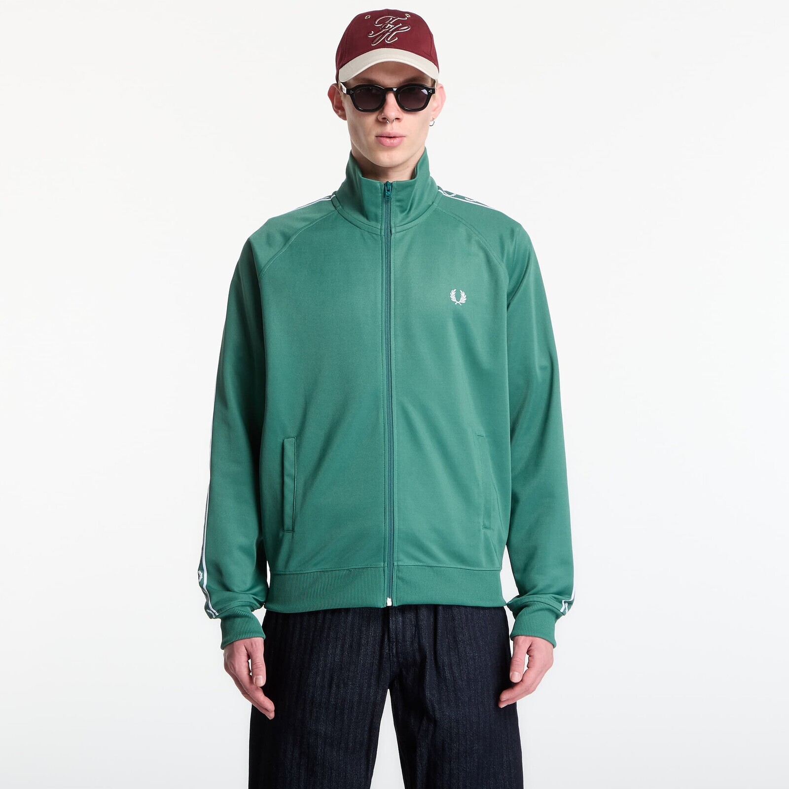 Sweatshirt Fred Perry Contrast Tape Track Jacket Green XL