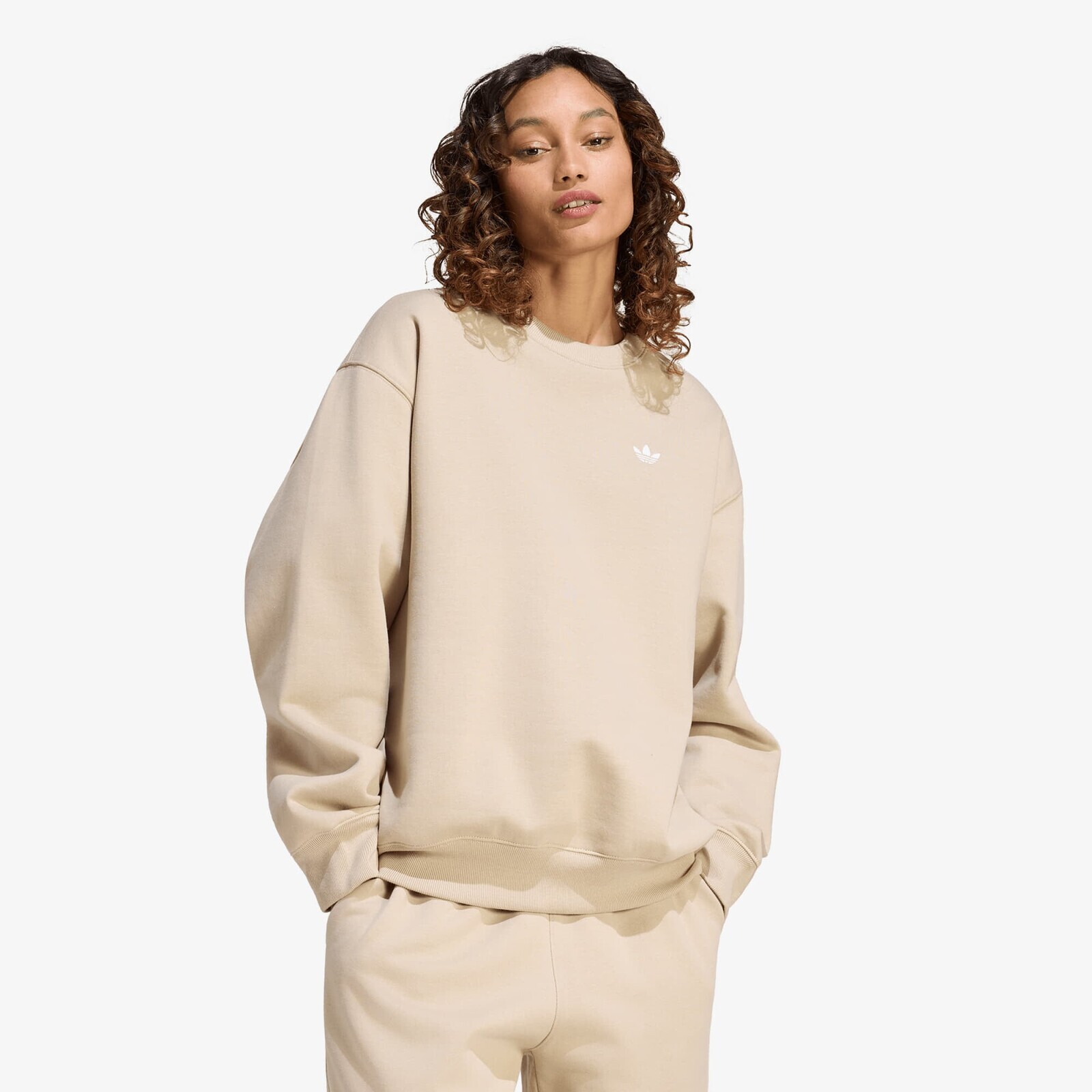 Sweatshirt adidas Ess Fl Crw Os Khaki Three L
