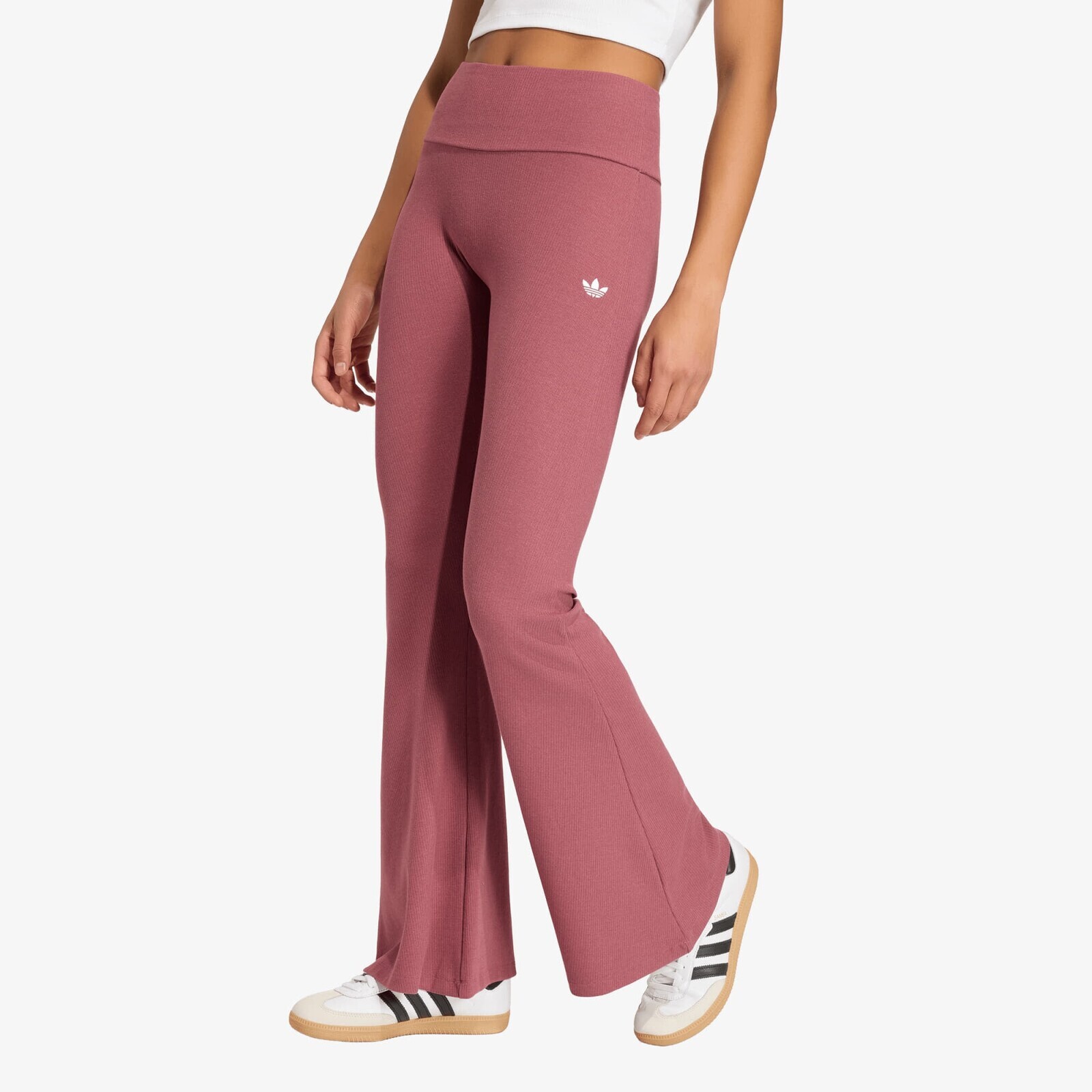 Pants adidas Essentials Rib Flared Leggings Quiet Crimson XS