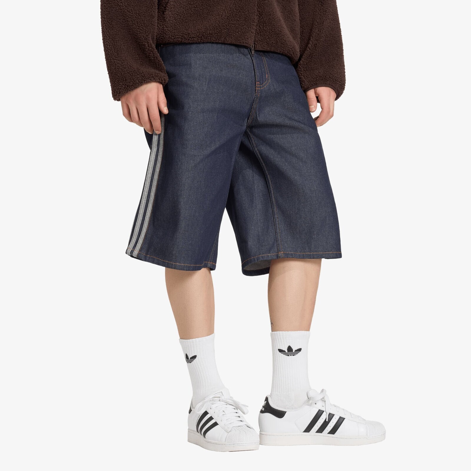 Shorts adidas Firebird Adicolor Jorts Mid-Rise Straight Leg Indigo Denim 33