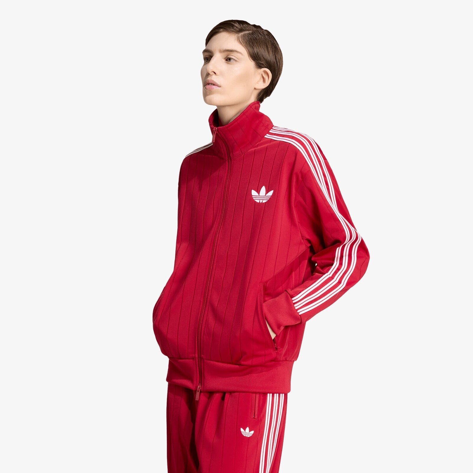 Sweatshirt adidas Pinstripe Firebird Loose Tracktop Team Victory Red/ White/ Team Victory Red L