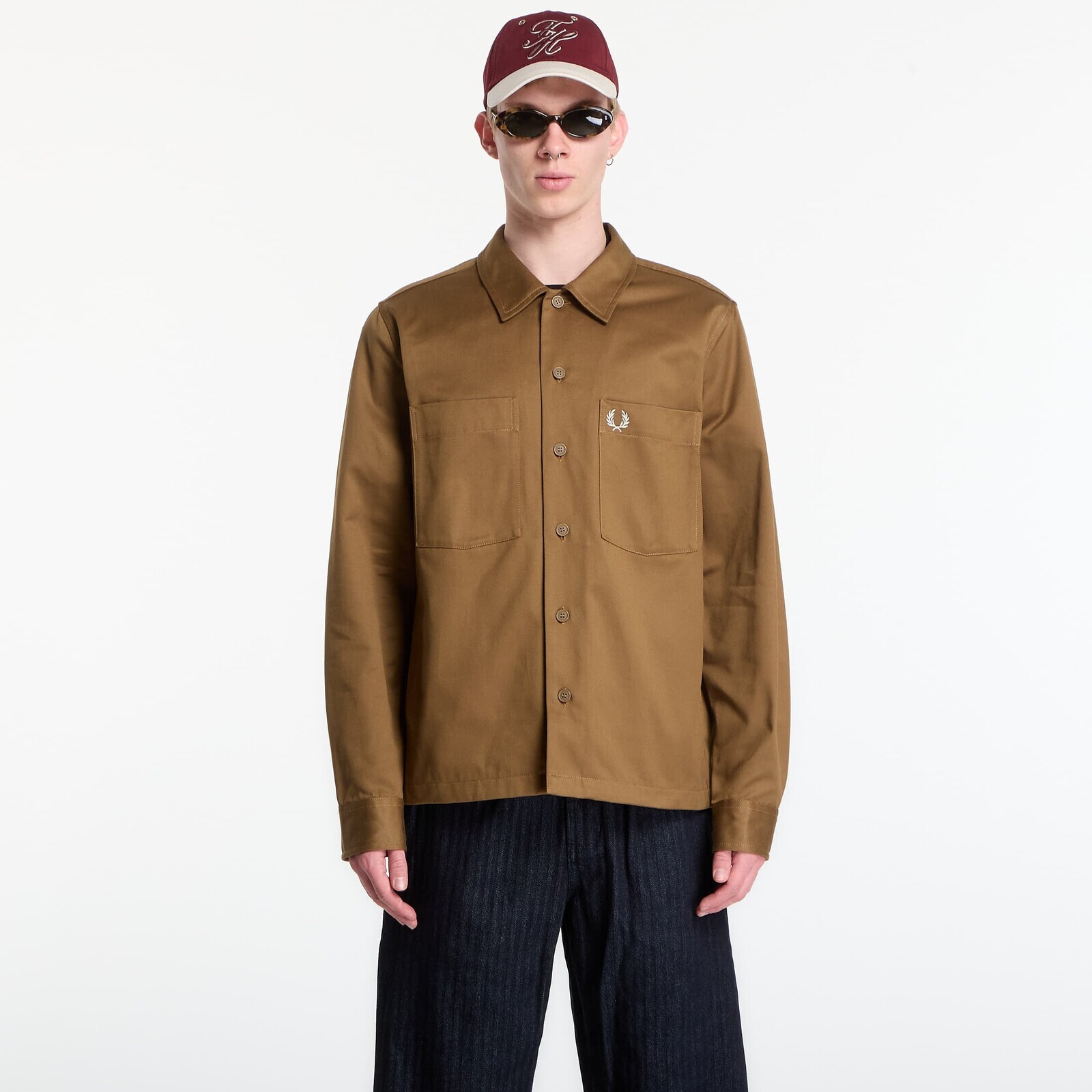Jacket Fred Perry Twill Overshirt Brown XL