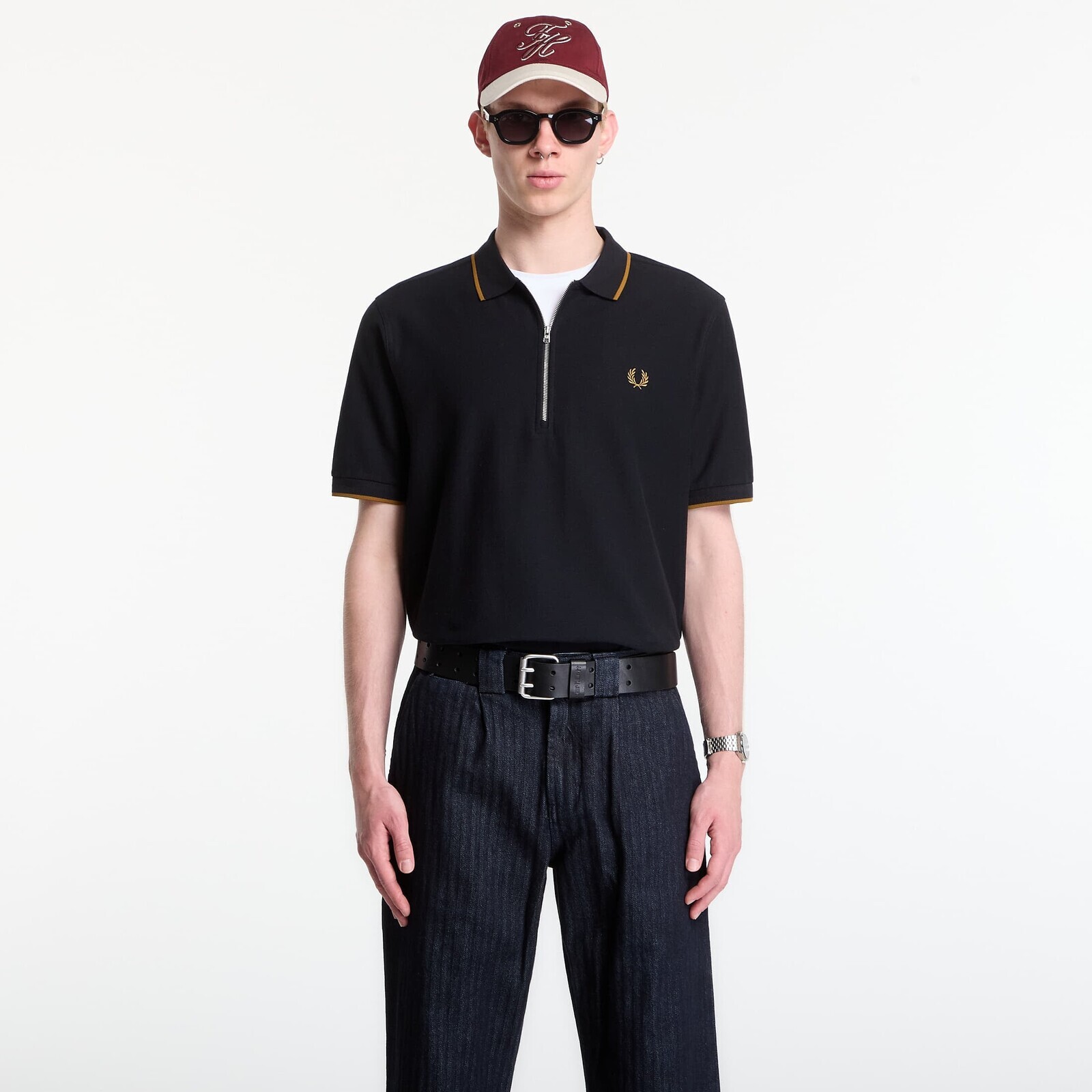 T-shirt Fred Perry Crepe Pique Polo Shirt Black L