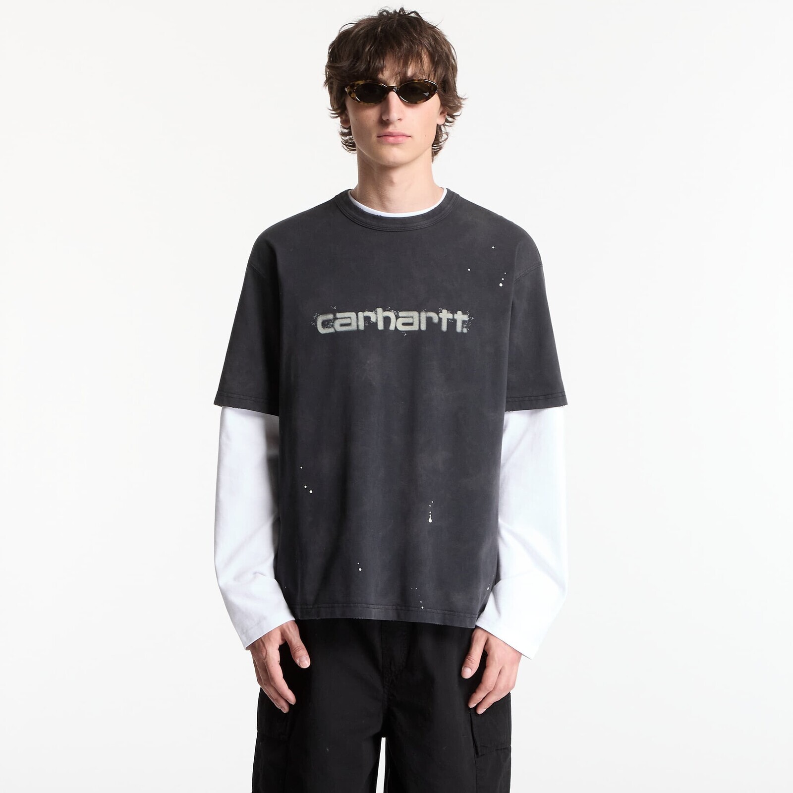 T-shirt Carhartt WIP S/S Painter T-Shirt UNISEX Black Destroy Wash, Splatter M