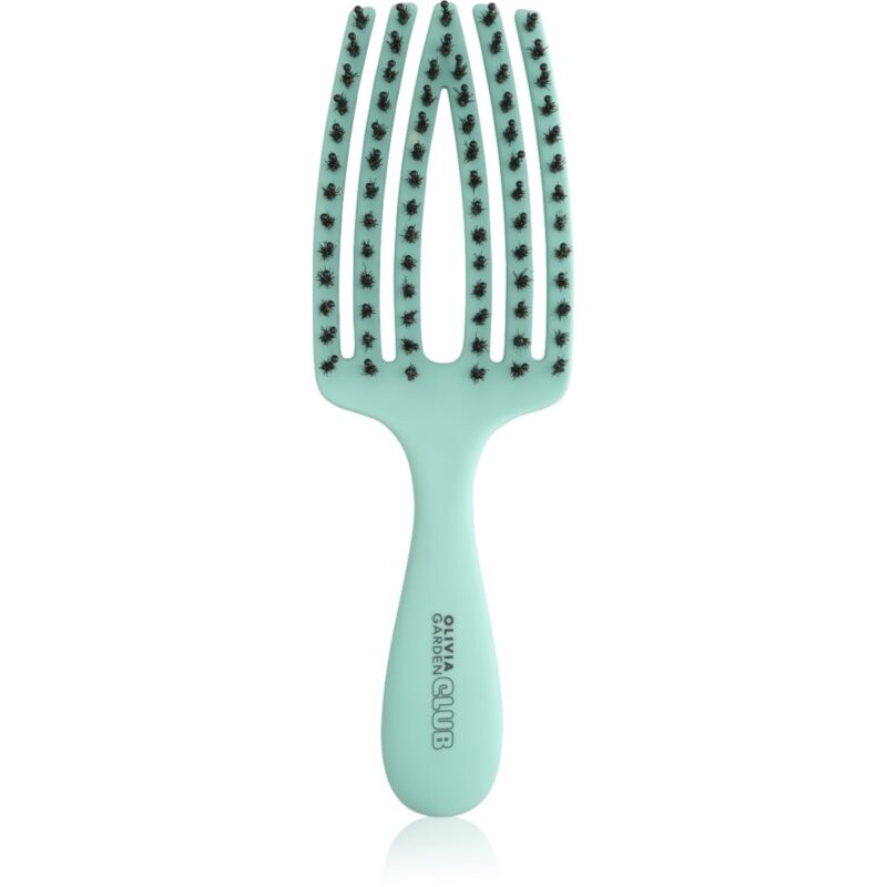 Olivia Garden Club The Nomad Detangling&Shine Fingerbrush​ flat brush for hair Mint 1 pc