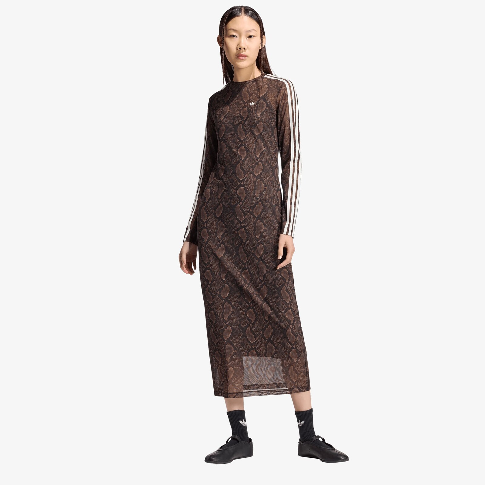 adidas Snake Print Maxi Dress Earth Strata/ Aurora Coffee S