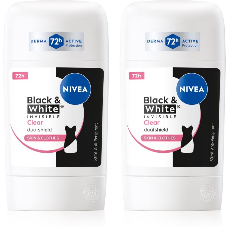 NIVEA Black & White Invisible Clear antiperspirant stick economy pack