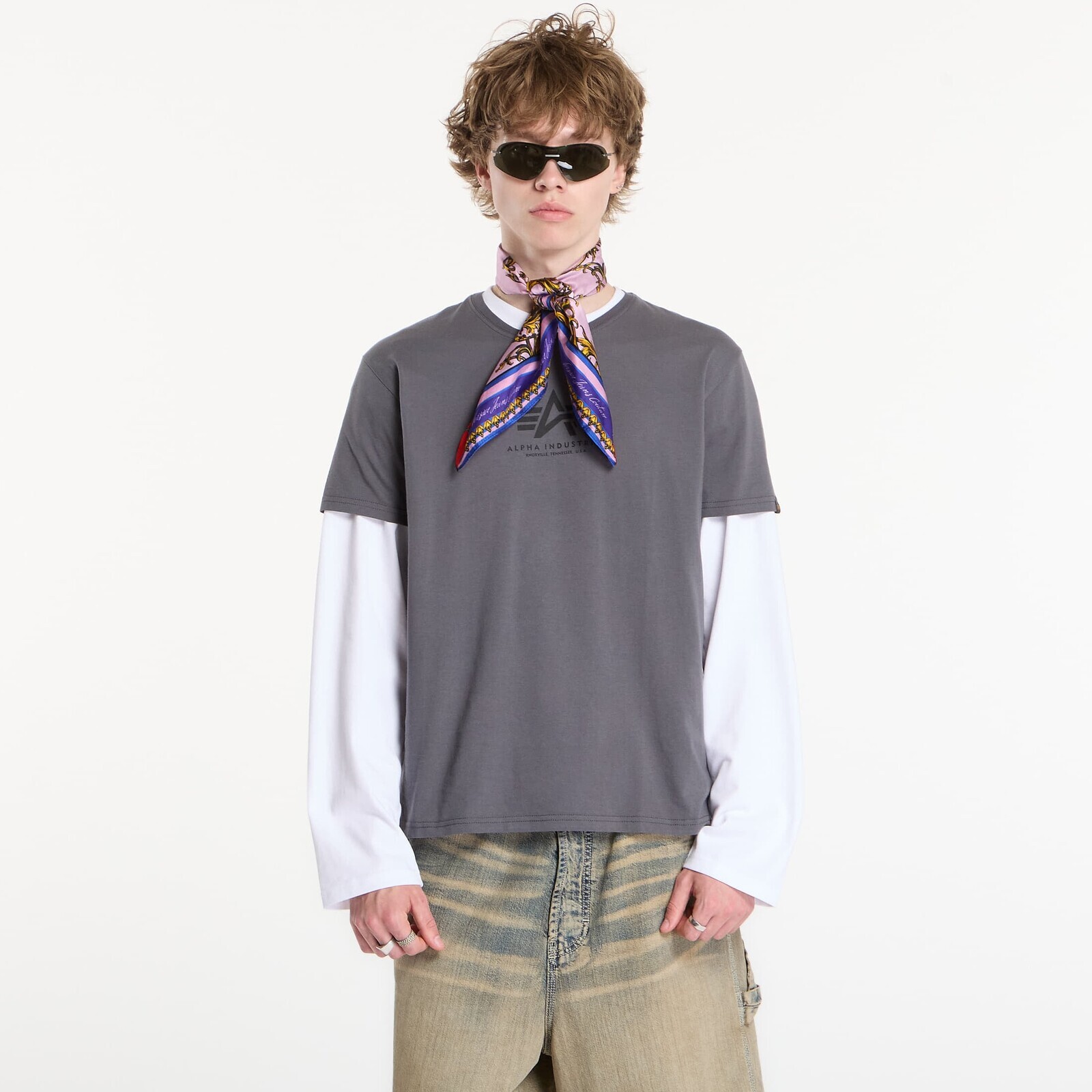 T-shirt Alpha Industries Basic T-Shirt Contrast Stitch Grey Black/ Black M