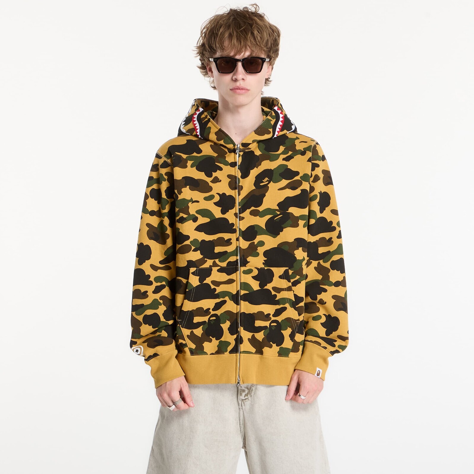 Sweatshirt A BATHING APE 1st Camo Shark Full Zip Hoodie Yellow UNISEX XXL