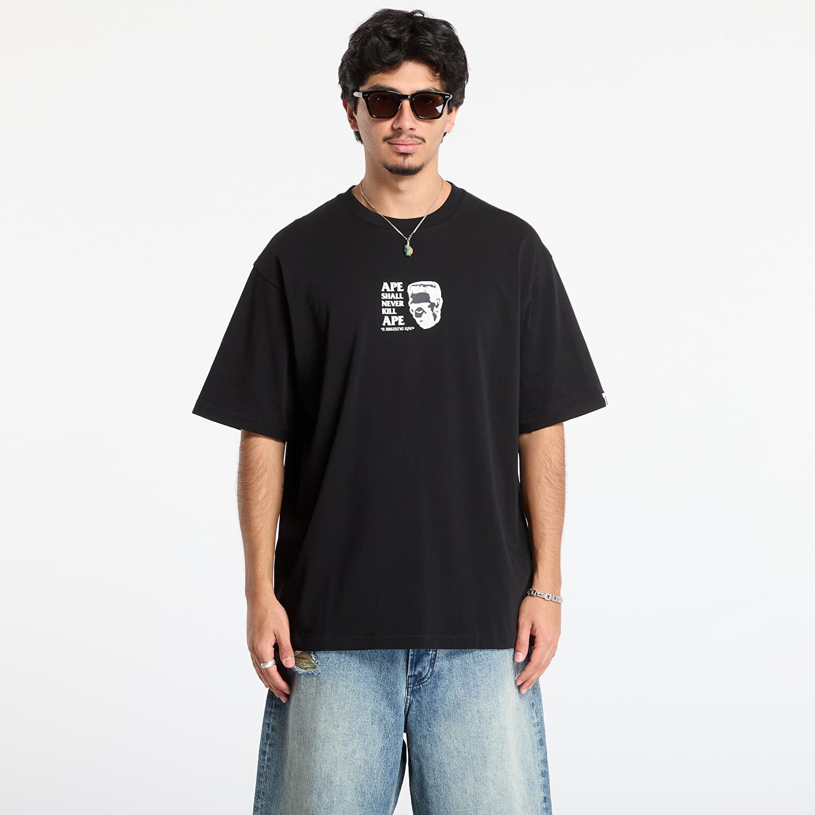 T-shirt A BATHING APE Frankenstein Bape Logo Relaxed Fit Tee Black M