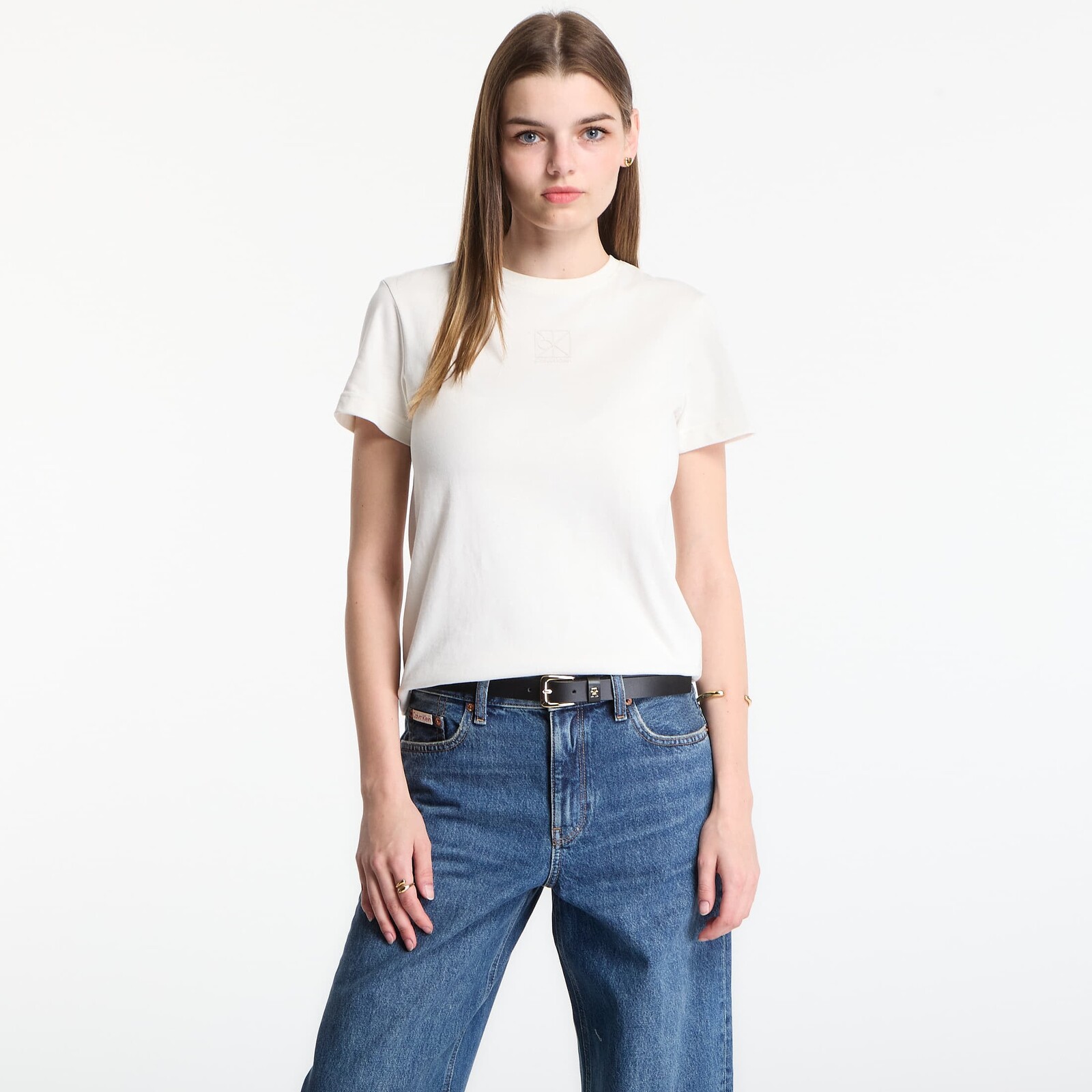 T-shirt Calvin Klein Ss 20S Jersey Emblem Crew Tee Tofu M