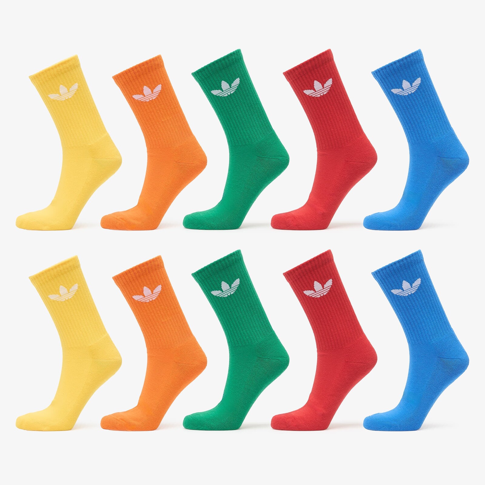 adidas Trefoil Crew Socks 10-Pack Blue/ Green/ Better Scarlet L