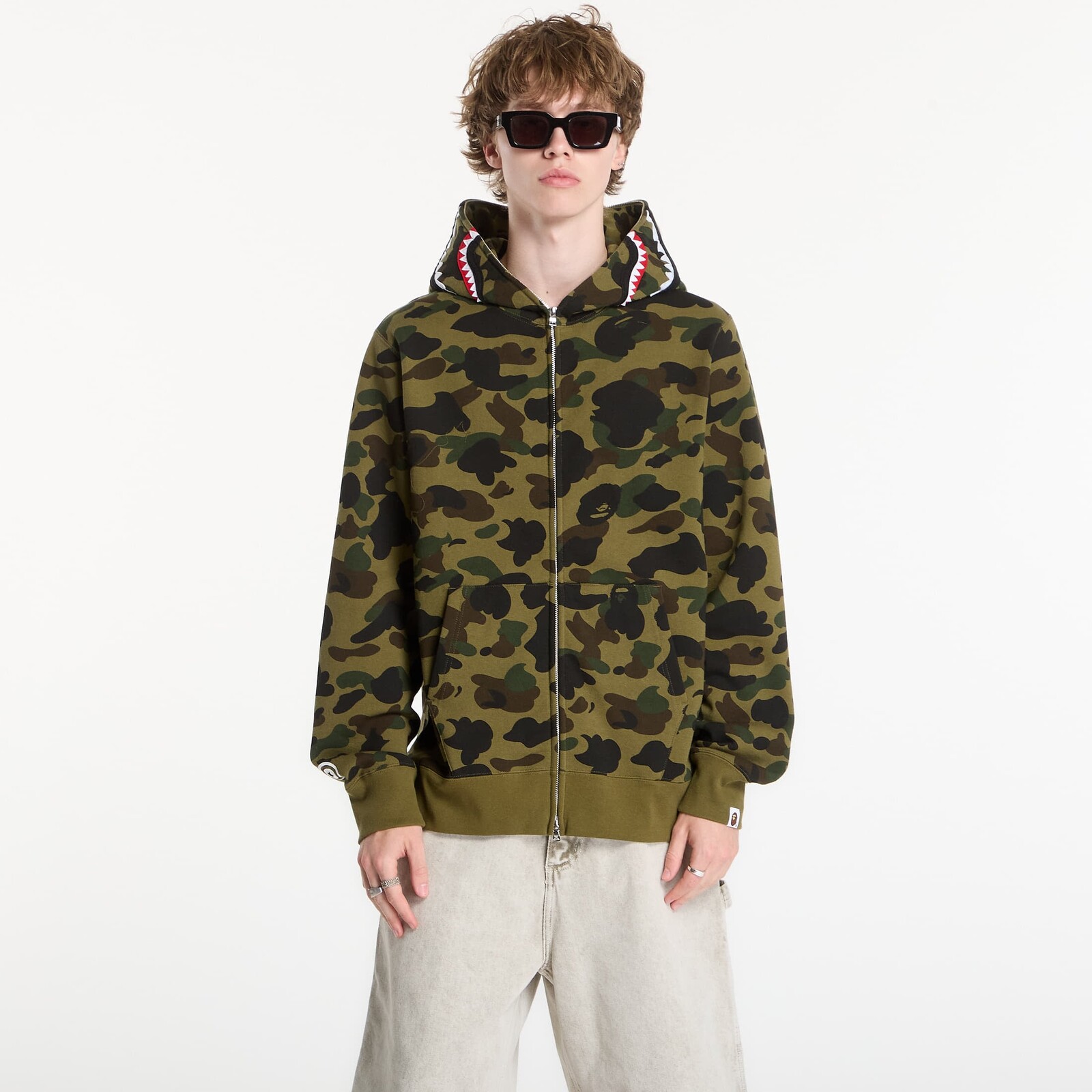 Sweatshirt A BATHING APE 1st Camo Shark Full Zip Hoodie Green L