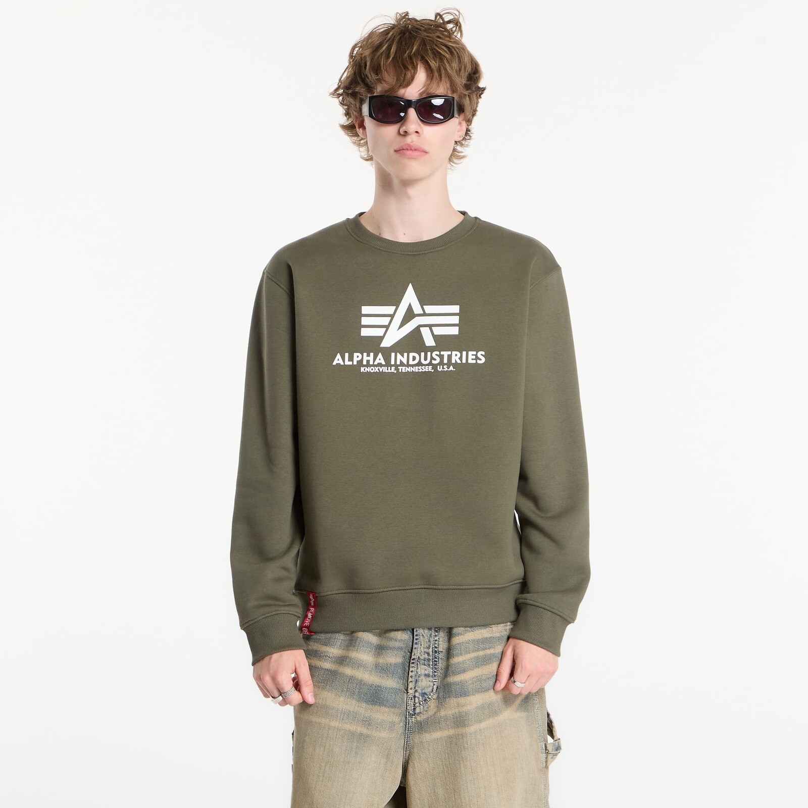 Sweatshirt Alpha Industries Basic Hoody Small Logo II Dark Olive M