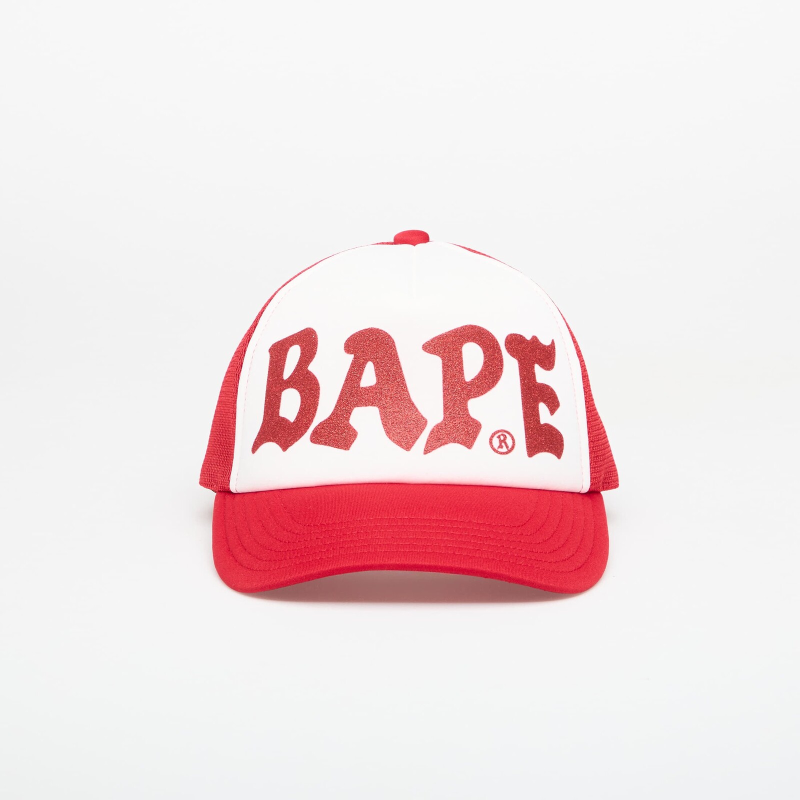 A BATHING APE Bape Glitter Print Mesh Cap Red Universal