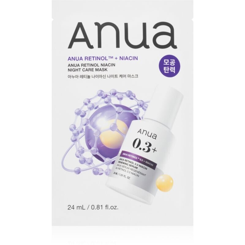Anua Retinol + Niacin Night Care Mask anti-wrinkle sheet mask to even out skin tone 24 ml